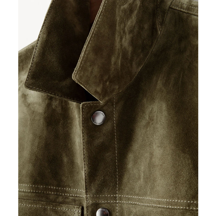 Buy Best Looking Fashion Men’s Olive Suede Leather Shirt Jeans Style