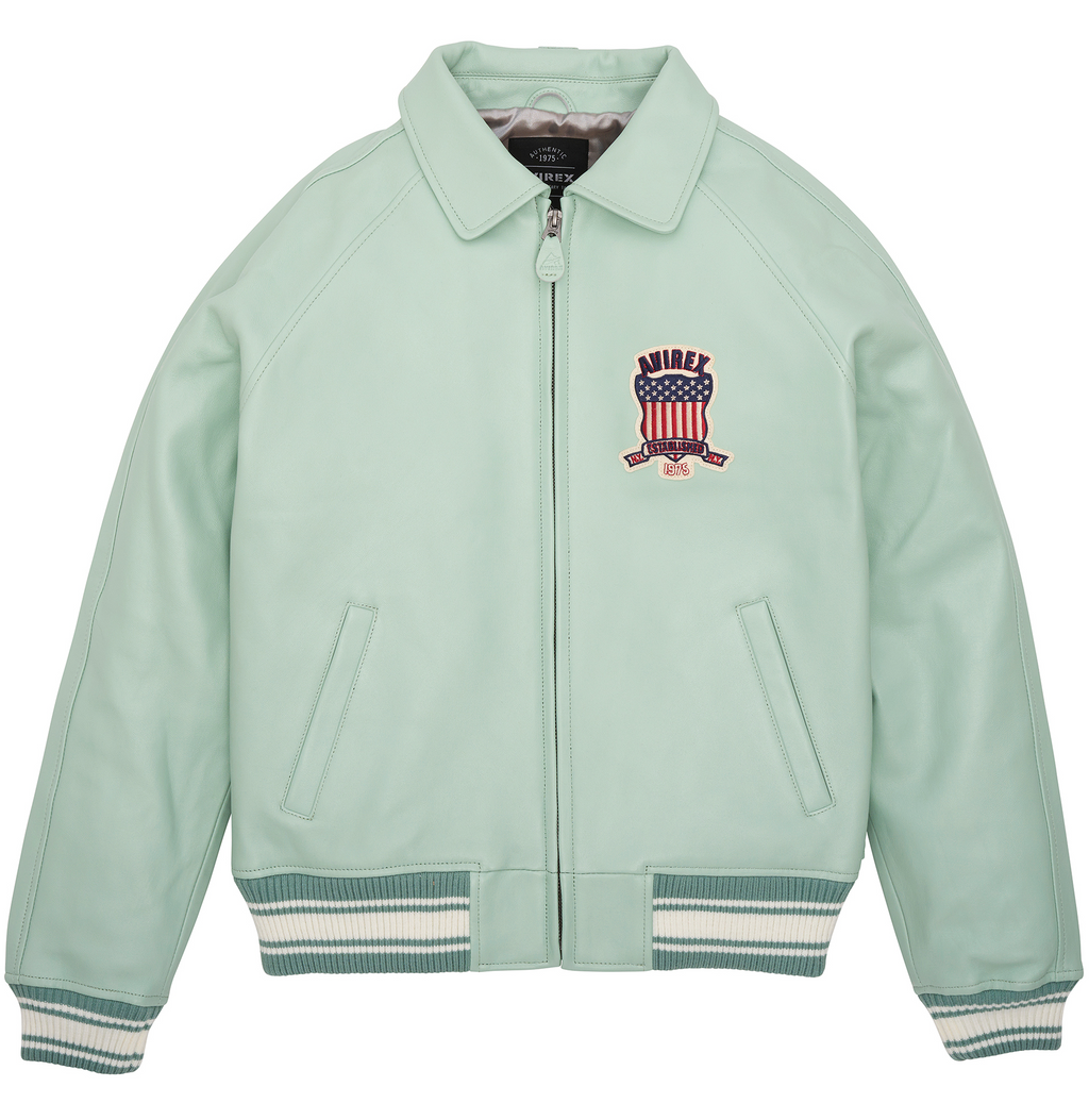 Shop Best High Sale Avirex Fashion Aviator Bomber Seafoam Leather Jackets