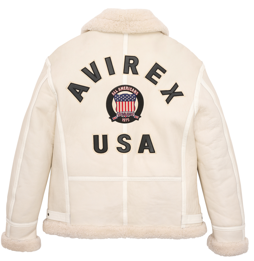 Avirex B3 Bomber Shearling White Leather Jackets