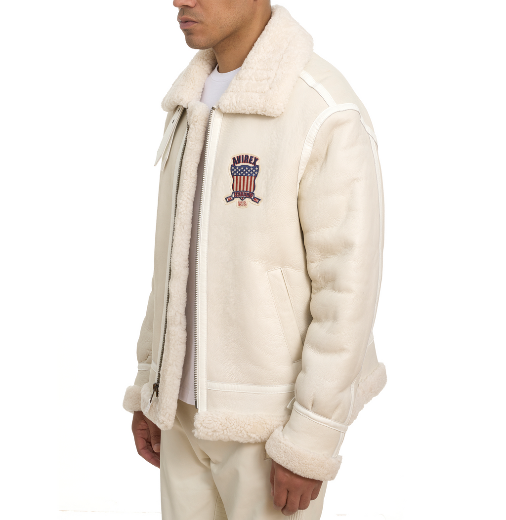 Avirex B3 Bomber Shearling White Leather Jackets