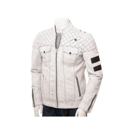 Buy Best New Stylish Fashon White Biker Leather jacket