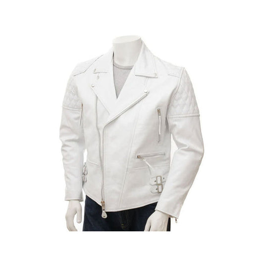 Buy New Stylish Fashion White Lether Biker Jacket