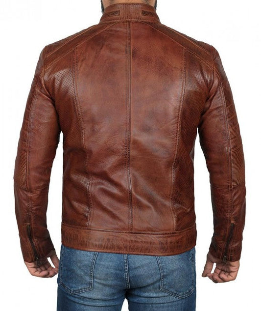 High Quality New Style Fashion Austin Chocolate Brown Waxed Leather Jacket