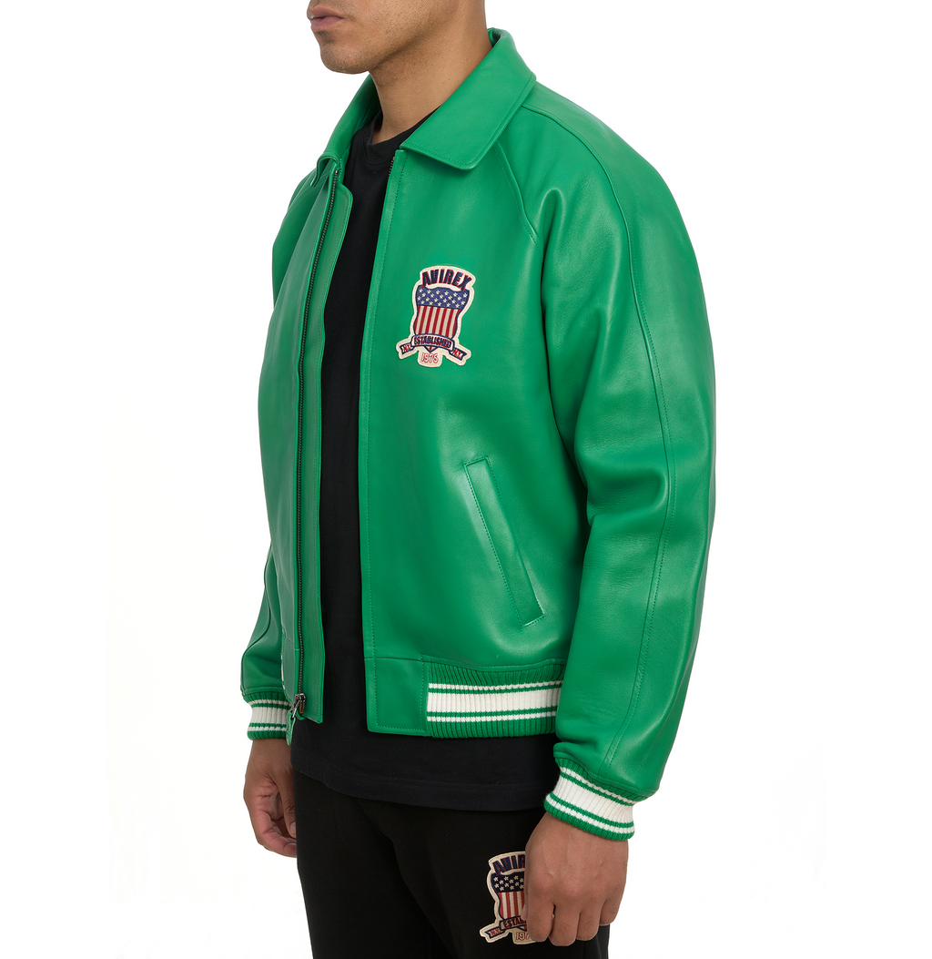 Green Leather Jacket For Mens
