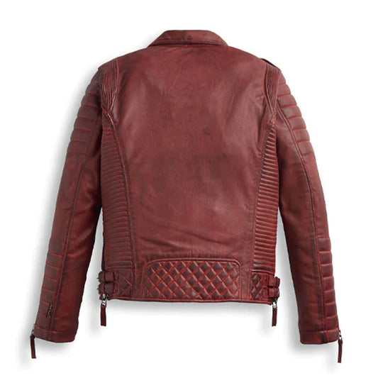 Buy Best Quality New style Men Red Biker Leather Motorbike Jacket