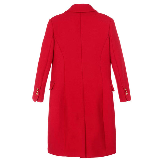 Women’s Red Double Breasted Coat With Golden Buttons For Christmas Sale