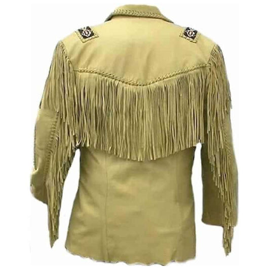 Best Fashion Biker Style Western Wear Cowboy Coat Fringe Bead & Bones Work