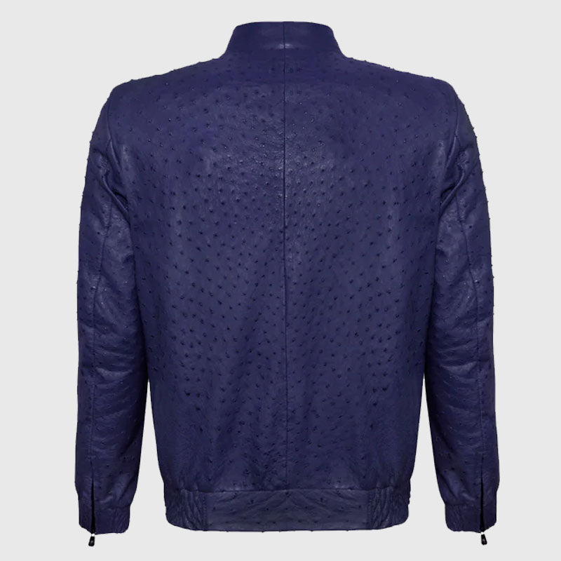Buy Best Fashion Genuine Premium Purple Ostrich Leather Biker Jacket For Sale