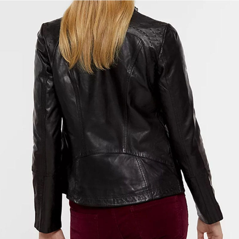 Best Genuine Fashion Biker Leather Azura Classic Washed Lambskin Leather Jacket For Sale