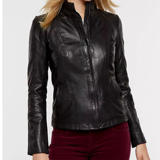 Best Genuine Fashion Biker Leather Azura Classic Washed Lambskin Leather Jacket For Sale