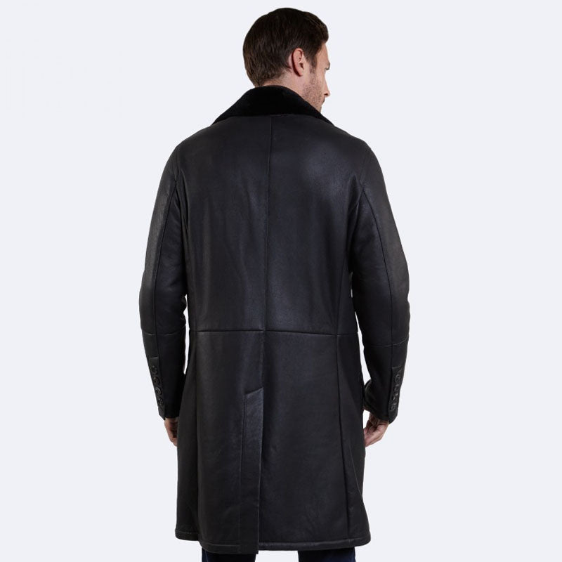 Shop Best Genuine Shearling Scott Sheepskin Dark Gray Coat For Sale