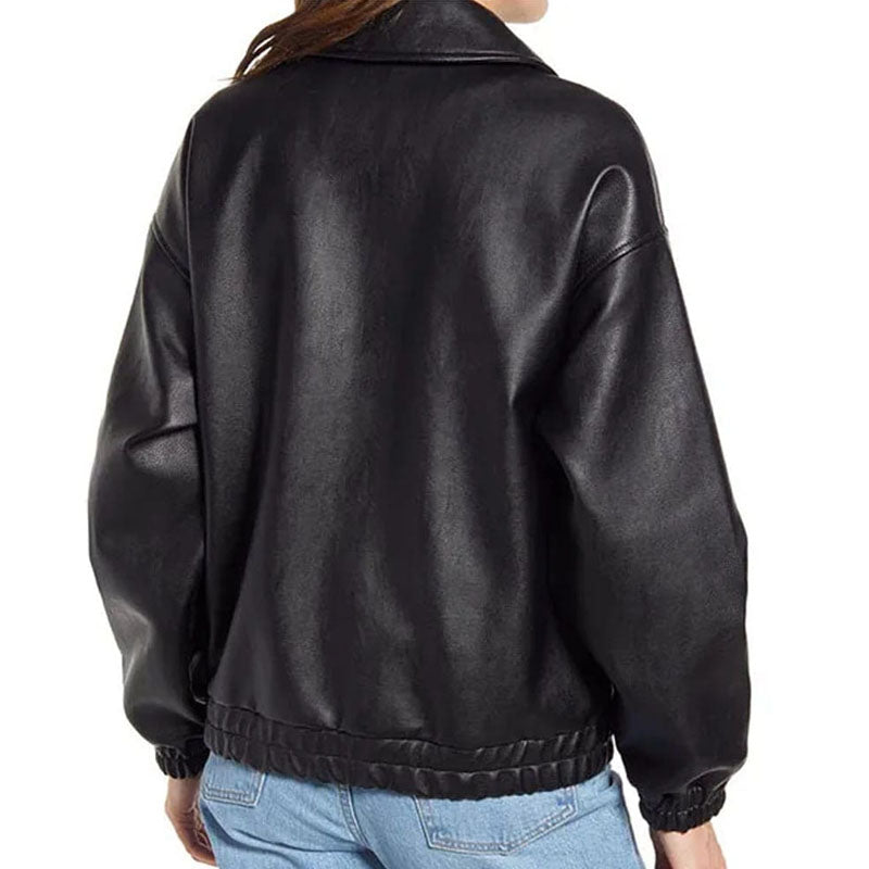 Best Style Genuine Black Leather Biker Fashion Aida Black A-2 Bomber Jacket For Sale