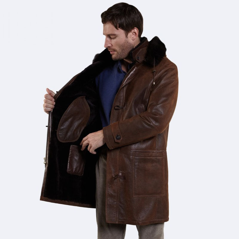 Buy Best Warm Winter Marshall Sheepskin Leather Coat For Sale