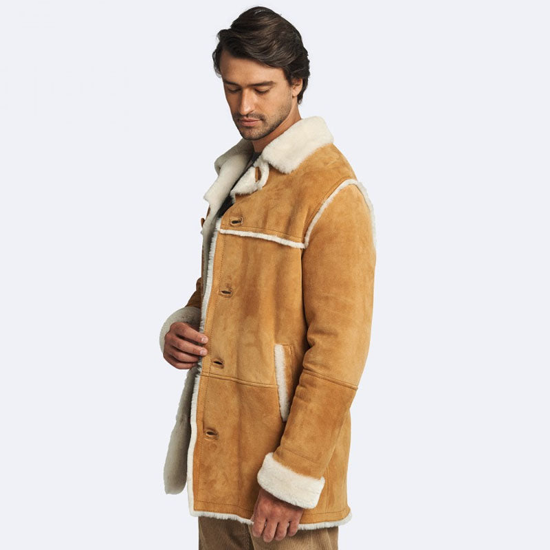 Buy Best Winter Leather Sheepskin Tan Leather Coat
