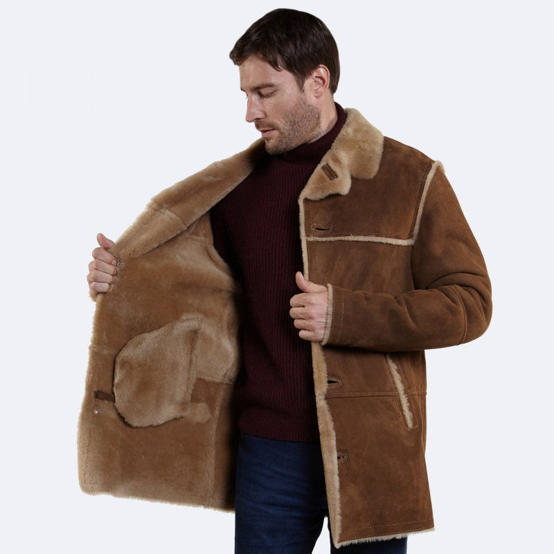 Buy Best Winter Warm Leather Sheepskin Peanut Leather Coat | Shearling Coat