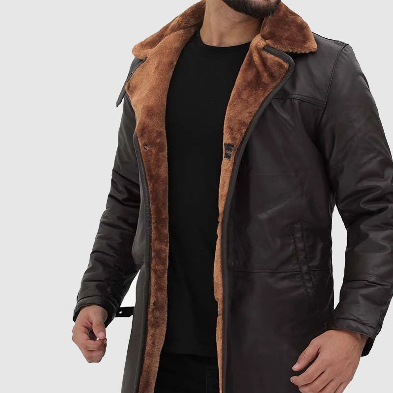 new sheepskin long leather coat shop