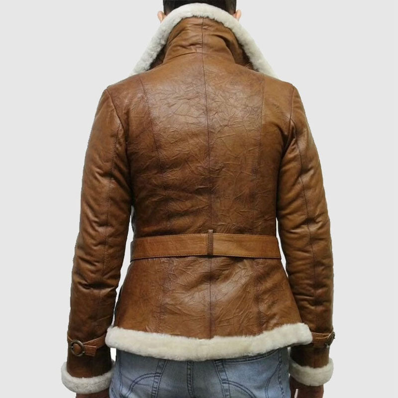 Buy Best Genuine Brown pilot aviator genuine shearling leather jacket For Sale