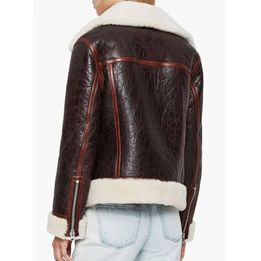 Buy Best Genuine Style Sheepskin Elinor Choco Brown Shearling Jacket For Sale