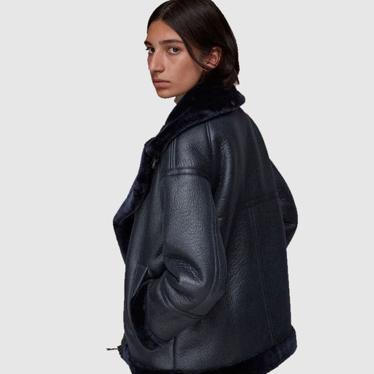 B3 Bomber Lauren Faux Aviator Bomber Jacket Women For Sale