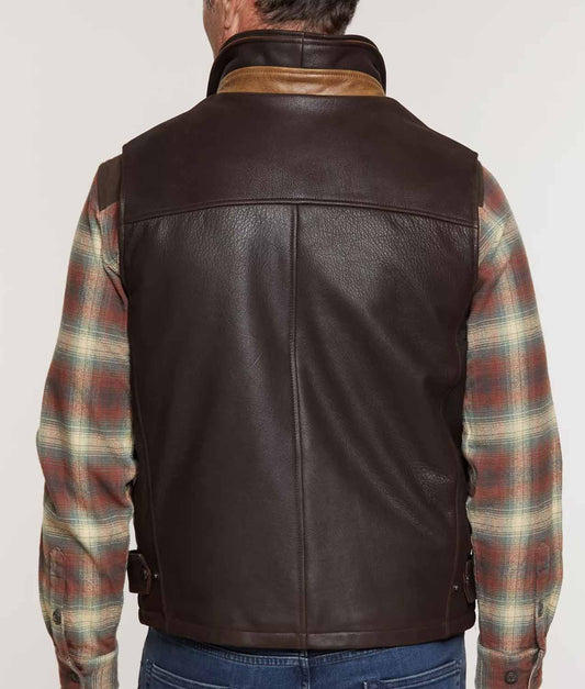 Men's Dark Brown Shearling Leather Vest