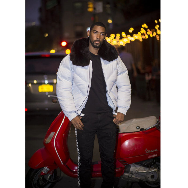 Buy Best Looking V Bomber Bubble Leather Jacket For Mens
