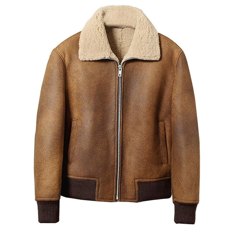 Buy Best Mens Winter Sheepskin Shearling Bomber Leather Jacket For Sale
