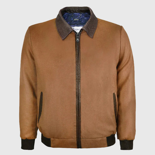 Buy Best New Looking Style Cashmere & Python Leather Flight Jacket For Sale