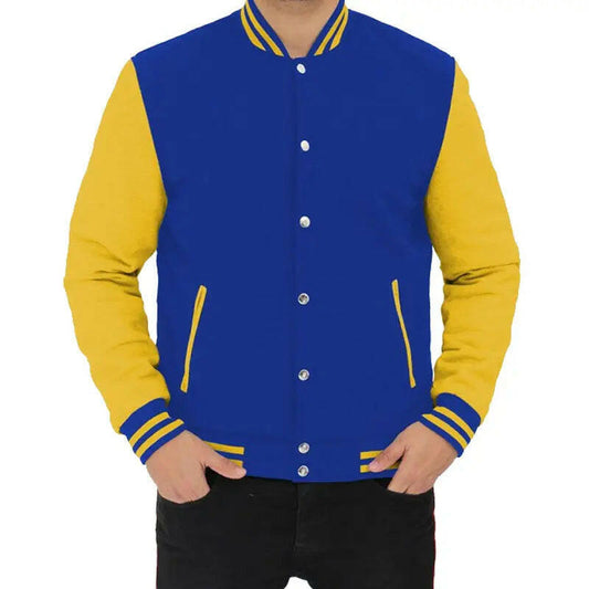 Shop Best Quality Blue And Yellow Baseball Style Varsity Jacket