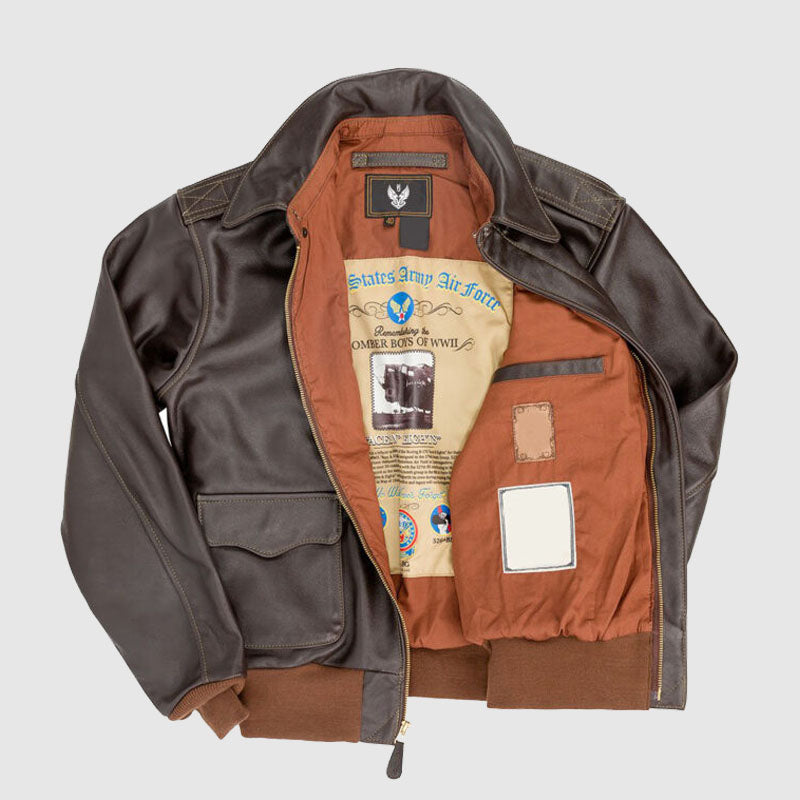 Purchase Best Style Aces and Eights Flight Brown Leather Jacket Special For Christmas Sale