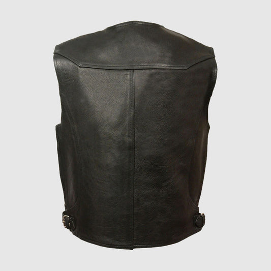 Purchase Cheap Motorcycle Biker Black Leather Vest