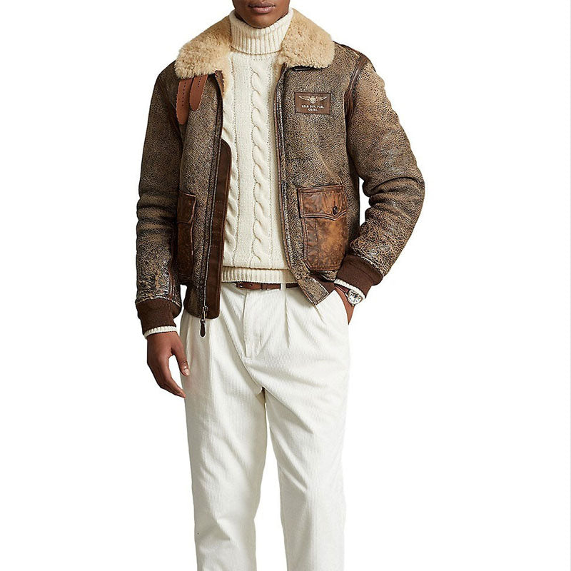 Buy Best Style Genuine B3 Bomber Icelandic Shearling Leather Jacket For Sale