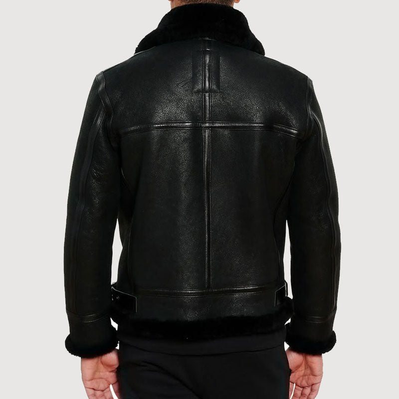 Buy Best Style Genuine Mens Black Sherpa Shearling Leather Jacket For Sale