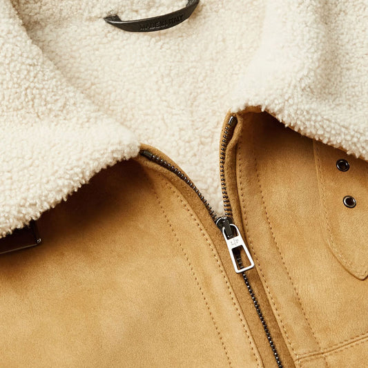 Ravel Stone Shearling Leather Suede Jacket