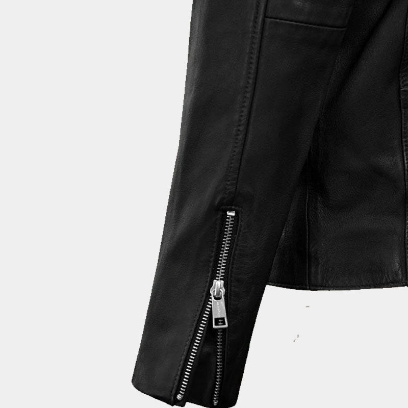 Buy Best Style Boys Genuine Leather Moto Road Black Biker Leather Jacket For Sale
