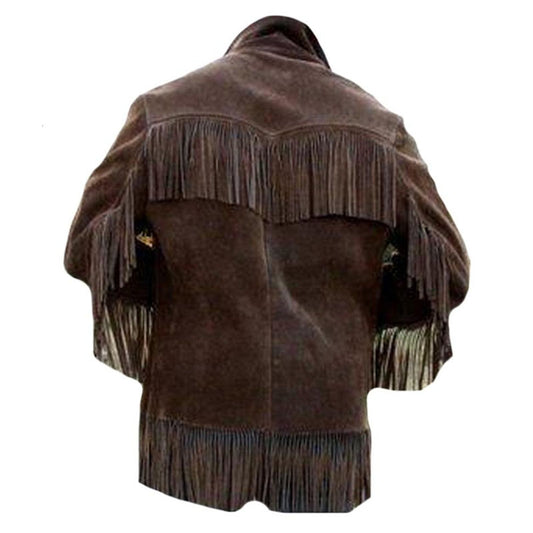 Buy Best Style Western cowboy Brown suede leather jacket with Fringes For New Year Sale