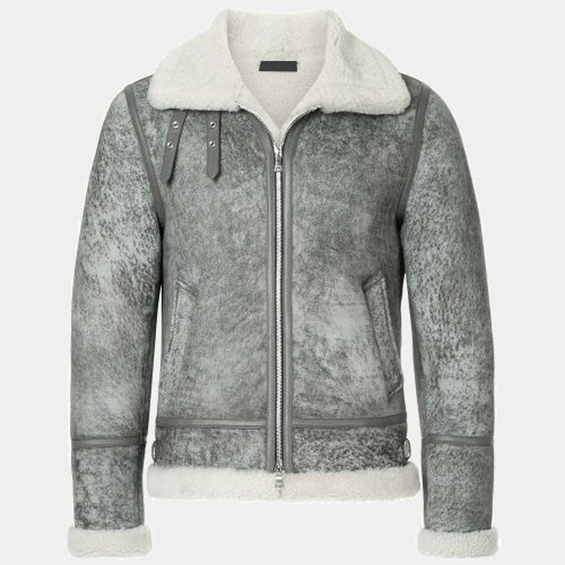 Best Style Winter Sheepskin Grey Lamb Skin Shearling Leather Jacket For Sale