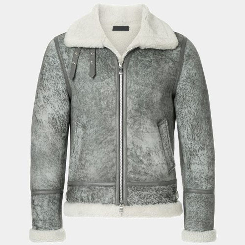 Best Style Winter Sheepskin Grey Lamb Skin Shearling Leather Jacket For Sale