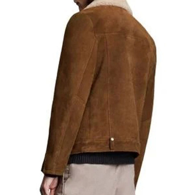 Buy Best Winter Warm Christmas Brown Malmo Shearling Biker Leather Jacket
