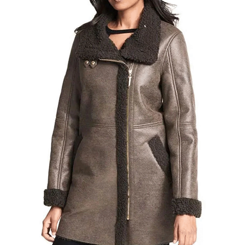 Buy Genuine Best Winter Sheepskin Emaya Brown Aviator Shearling Coat