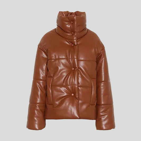 Buy real puffer leather jacket for mens on sale