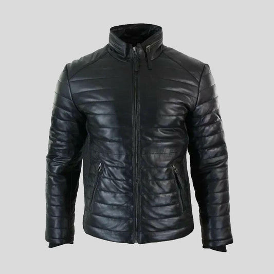 Quora Mens Bubble Puffer Leather Jacket For Sale