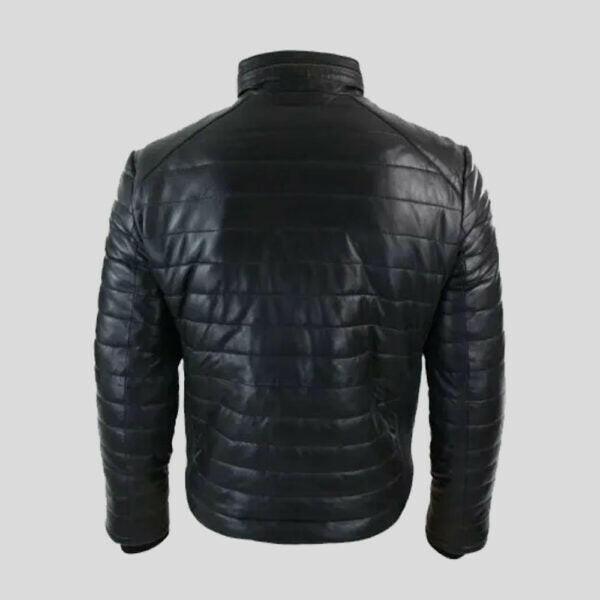Black Bubble Leather Jacket For Sale