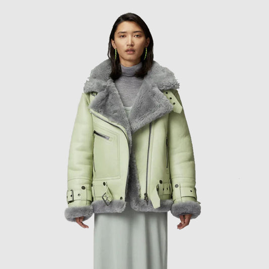 Buy New 2022 Style Women Green Aviator Bomber Jacket WomenAvailable at Cheap Prices