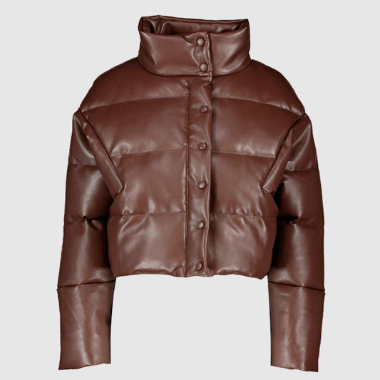 brown puffer jacket