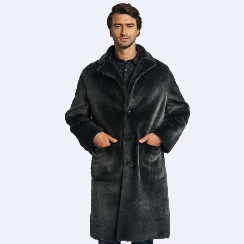 Durable Durham Black Shearling Leather Coat: Reversible Style