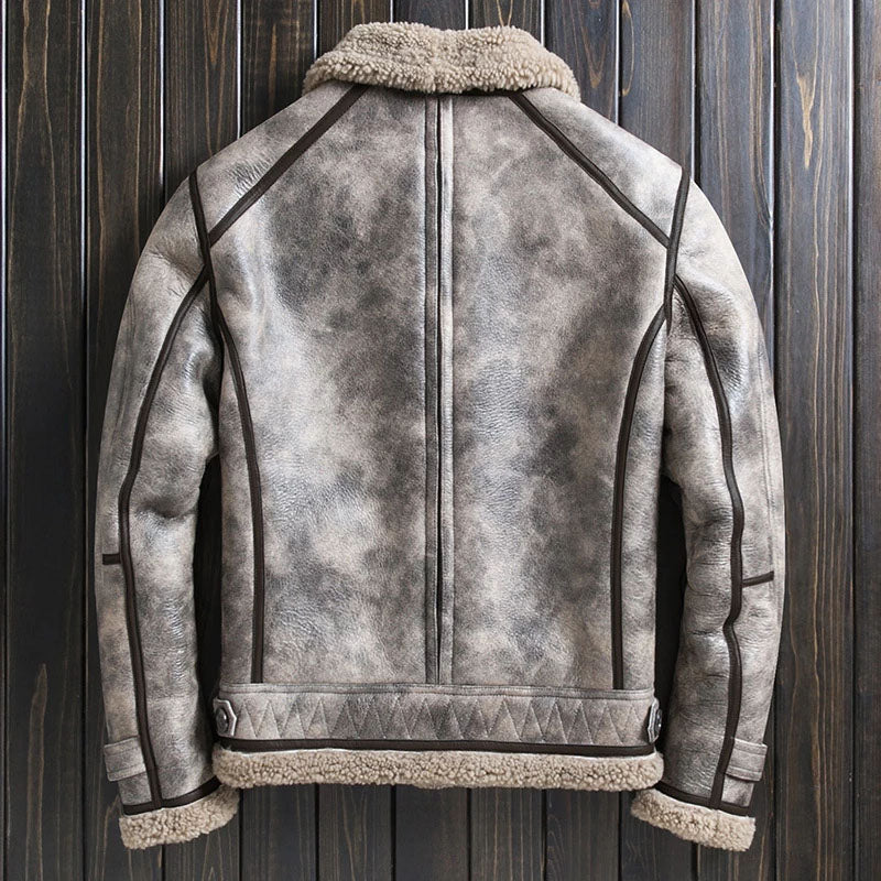 New 2022 Men Genuine High Quality Shearling Leather Jacket