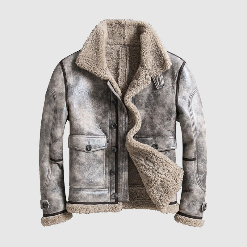New 2022 Men Genuine High Quality Shearling Leather Jacket