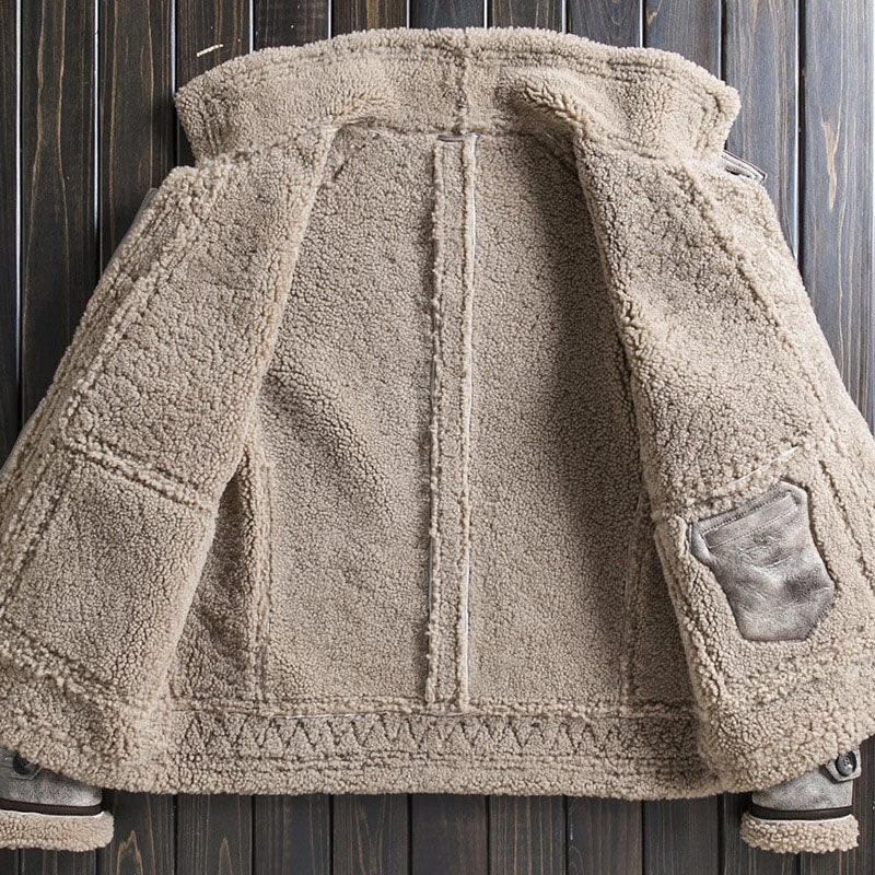 New 2022 Men Genuine High Quality Shearling Leather Jacket