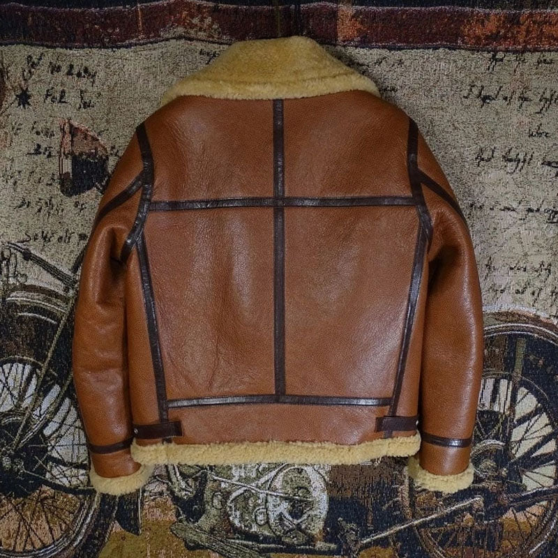 Buy Genuine Best Style Vintage Classic Real Fur Brown Pilot Jacket Men
