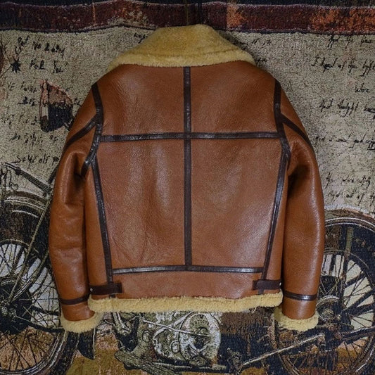 Buy Genuine Best Style Vintage Classic Real Fur Brown Pilot Jacket Men
